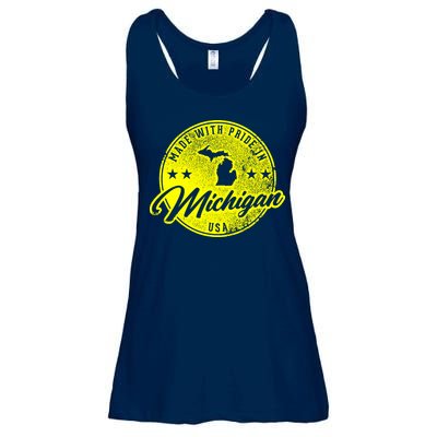 Made With Pride In Michigan USA Retro Ladies Essential Flowy Tank