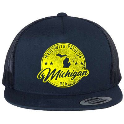 Made With Pride In Michigan USA Retro Flat Bill Trucker Hat