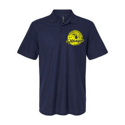 Made With Pride In Michigan USA Retro Softstyle Adult Sport Polo