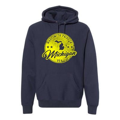 Made With Pride In Michigan USA Retro Premium Hoodie