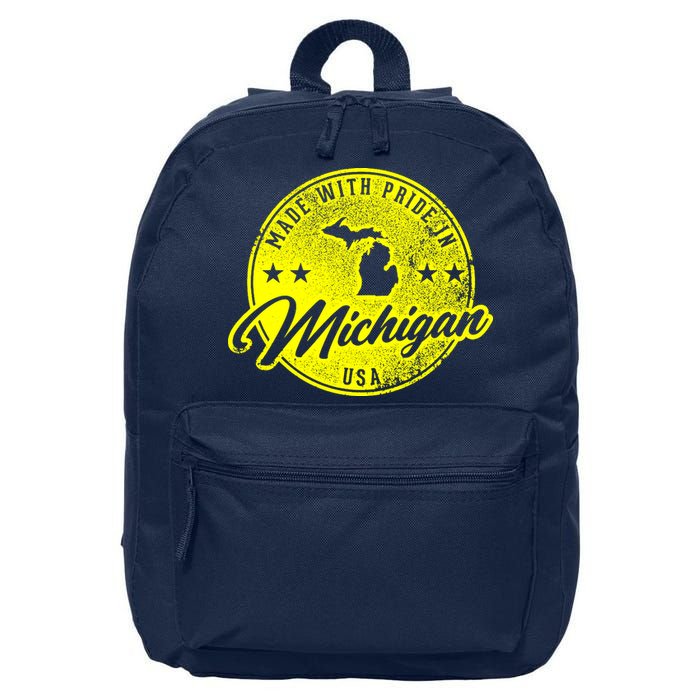 Made With Pride In Michigan USA Retro 16 in Basic Backpack