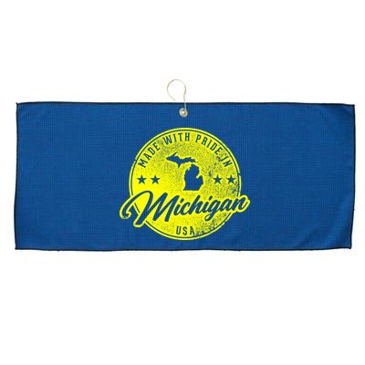 Made With Pride In Michigan USA Retro Large Microfiber Waffle Golf Towel