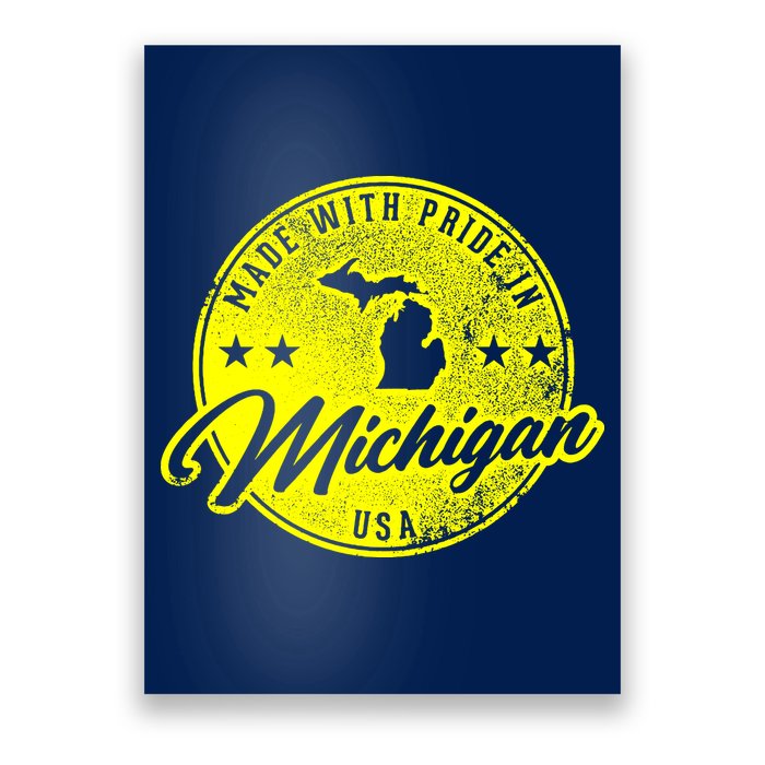 Made With Pride In Michigan USA Retro Poster