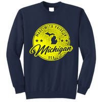 Made With Pride In Michigan USA Retro Tall Sweatshirt