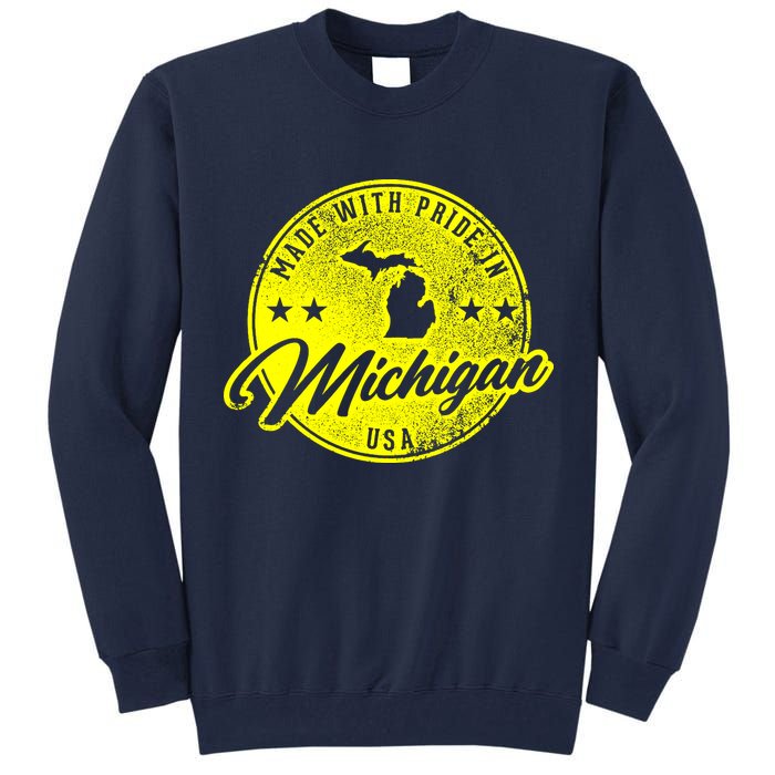 Made With Pride In Michigan USA Retro Tall Sweatshirt