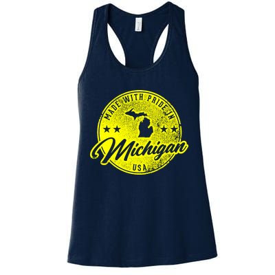 Made With Pride In Michigan USA Retro Womens Tank Top