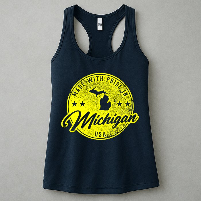 Made With Pride In Michigan USA Retro Womens Tank Top