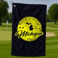 Made With Pride In Michigan USA Retro Golf Towel
