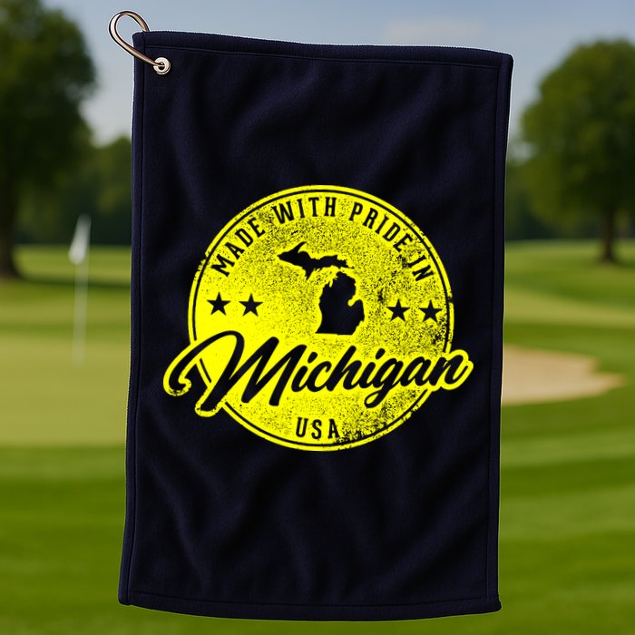 Made With Pride In Michigan USA Retro Golf Towel