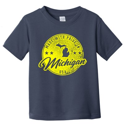 Made With Pride In Michigan USA Retro Toddler T-Shirt