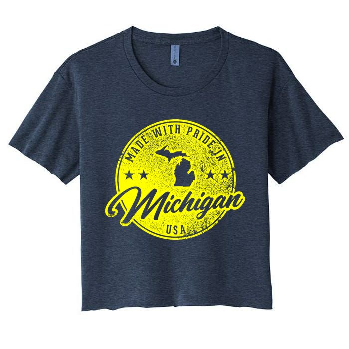 Made With Pride In Michigan USA Retro Crop Top