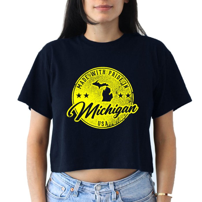 Made With Pride In Michigan USA Retro Crop Top