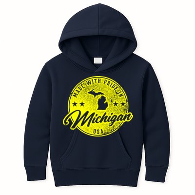 Made With Pride In Michigan USA Retro Kids Hoodie