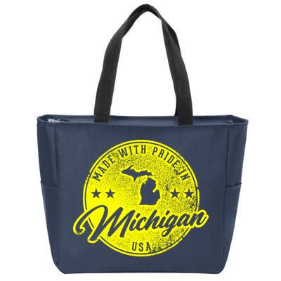 Made With Pride In Michigan USA Retro Zip Tote Bag