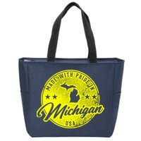 Made With Pride In Michigan USA Retro Zip Tote Bag
