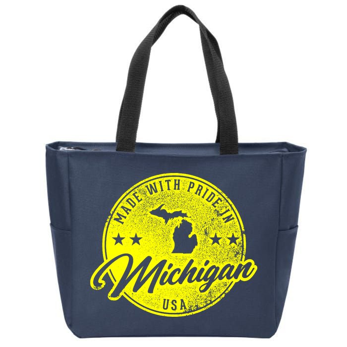 Made With Pride In Michigan USA Retro Zip Tote Bag