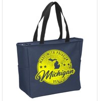 Made With Pride In Michigan USA Retro Zip Tote Bag