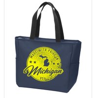 Made With Pride In Michigan USA Retro Zip Tote Bag