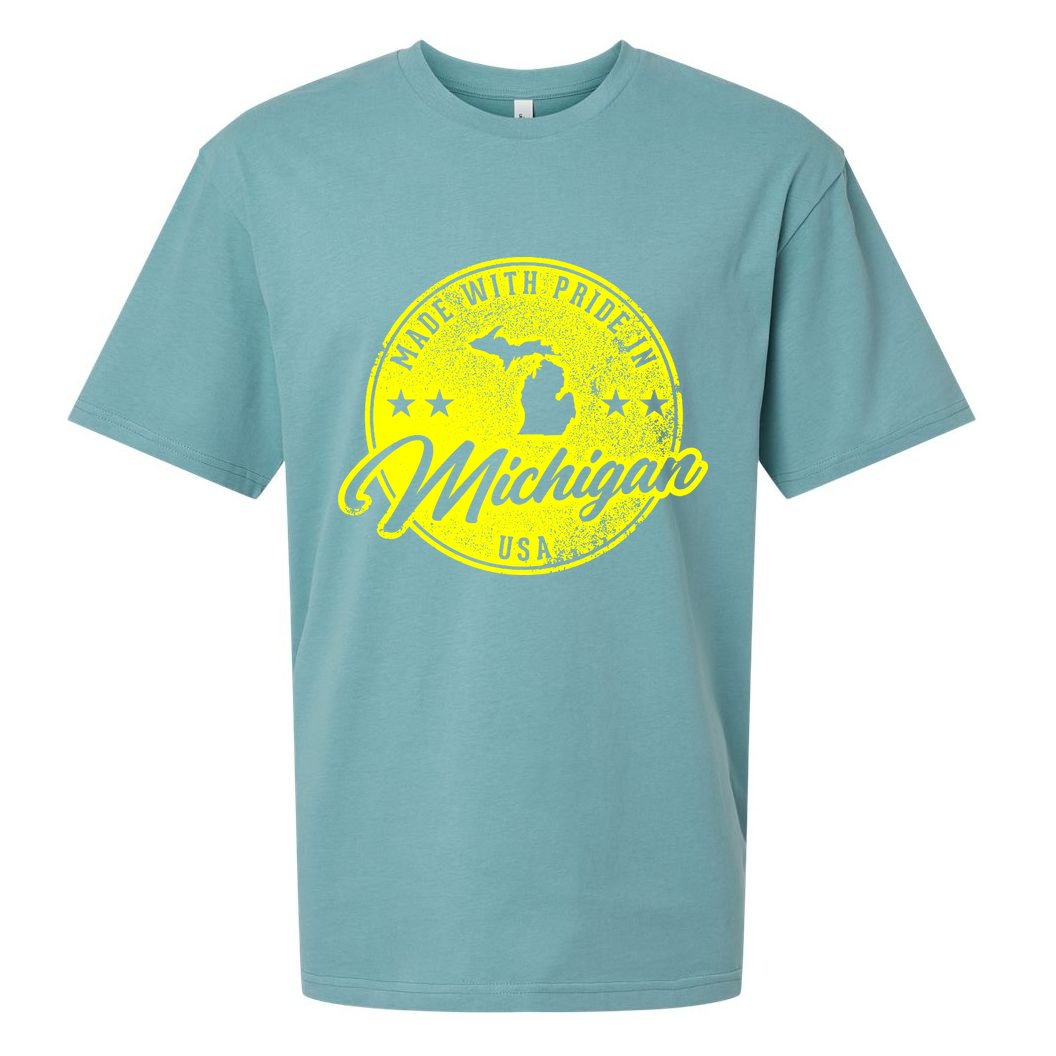 Made With Pride In Michigan USA Retro Sueded Cloud Jersey T-Shirt