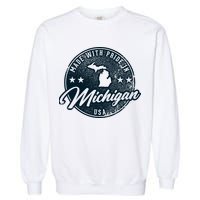 Made With Pride In Michigan USA Retro Garment-Dyed Sweatshirt