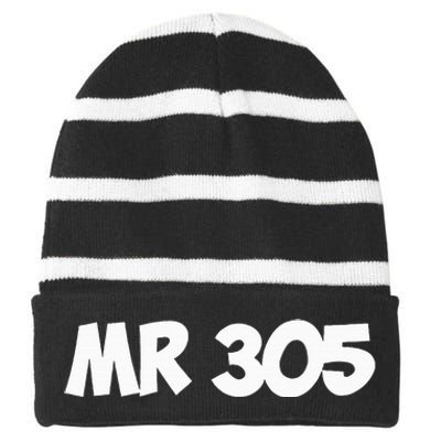 Mr Worldwide Pitbull 305 Striped Beanie with Solid Band