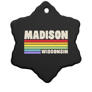 Madison Wisconsin Pride Rainbow Flag G.A.Y Pride Merch Queer Ceramic Star Ornament