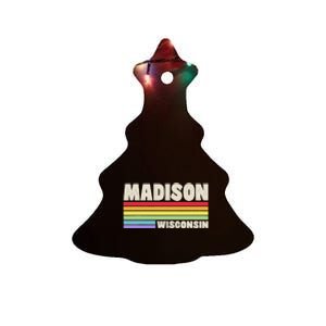 Madison Wisconsin Pride Rainbow Flag G.A.Y Pride Merch Queer Ceramic Tree Ornament