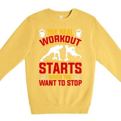 Motivational Workout Quote Inspirational Fitness Slogan Premium Crewneck Sweatshirt