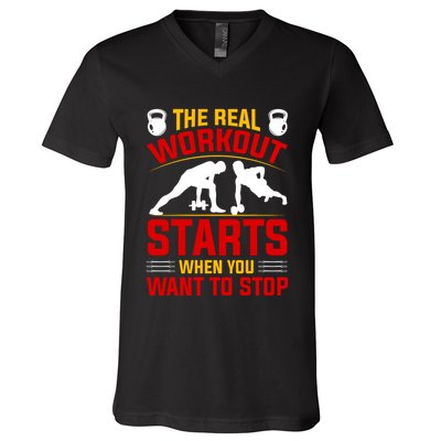 Motivational Workout Quote Inspirational Fitness Slogan V-Neck T-Shirt