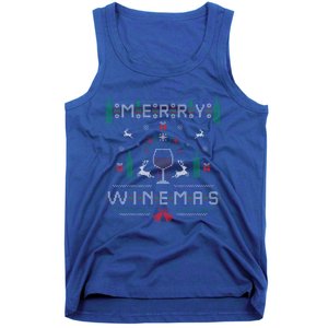 Merry Winemas Red Wine Ugly Christmas Sweater For Wine Lover Gift Tank Top