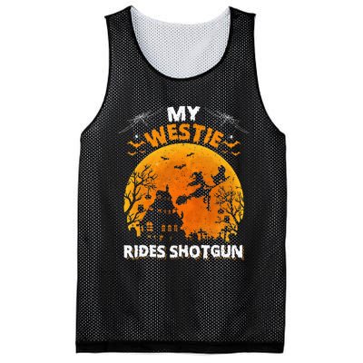 My Westie Ride Shotgun Funny Westie Dog Halloween Mesh Reversible Basketball Jersey Tank