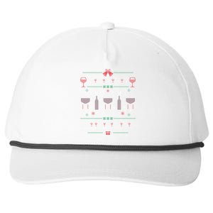 Merry Winemas Red Wine Ugly Christmas Sweater For Wine Lover Gift Snapback Five-Panel Rope Hat