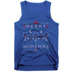 Merry Winemas Red Wine Ugly Christmas Sweater For Wine Lover Gift Tank Top