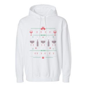 Merry Winemas Red Wine Ugly Christmas Sweater For Wine Lover Gift Garment-Dyed Fleece Hoodie