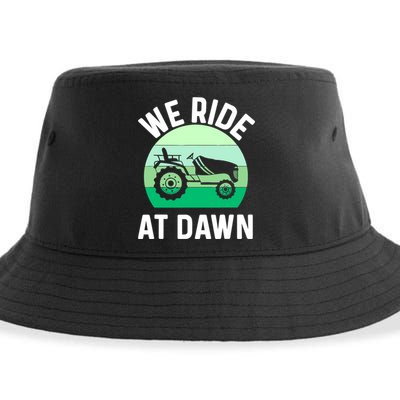 Mens We Ride At Dawn Lawnmower Shirt Lawn Mowing Dad Yard Work Sustainable Bucket Hat