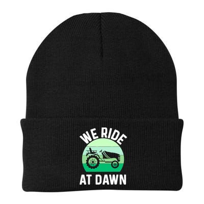 Mens We Ride At Dawn Lawnmower Shirt Lawn Mowing Dad Yard Work Beanie