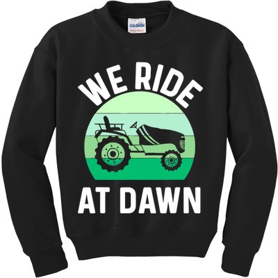 Mens We Ride At Dawn Lawnmower Shirt Lawn Mowing Dad Yard Work Kids Sweatshirt
