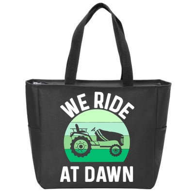 Mens We Ride At Dawn Lawnmower Shirt Lawn Mowing Dad Yard Work Zip Tote Bag