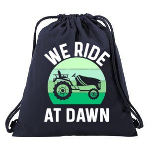 Mens We Ride At Dawn Lawnmower Shirt Lawn Mowing Dad Yard Work Drawstring Bag