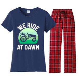 Mens We Ride At Dawn Lawnmower Shirt Lawn Mowing Dad Yard Work Women's Flannel Pajama Set