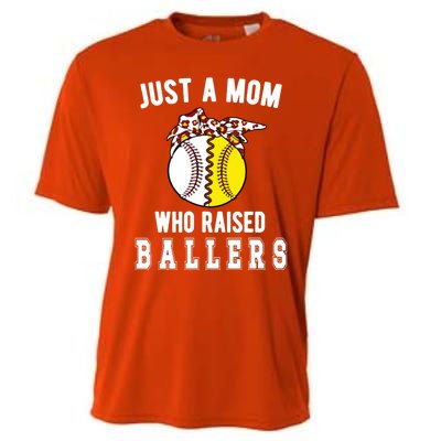 Mom Who Raised Ballers Softball Baseball Player Mama Gift Cooling Performance Crew T-Shirt