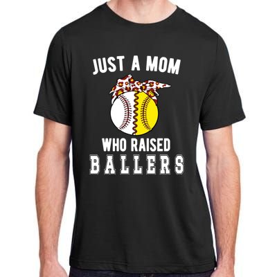 Mom Who Raised Ballers Softball Baseball Player Mama Gift Adult ChromaSoft Performance T-Shirt