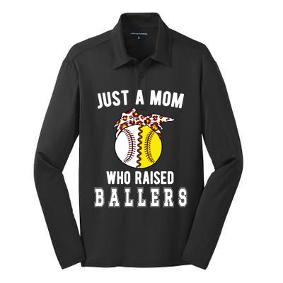 Mom Who Raised Ballers Softball Baseball Player Mama Gift Silk Touch Performance Long Sleeve Polo