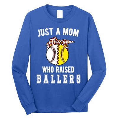 Mom Who Raised Ballers Softball Baseball Player Mama Gift Long Sleeve Shirt