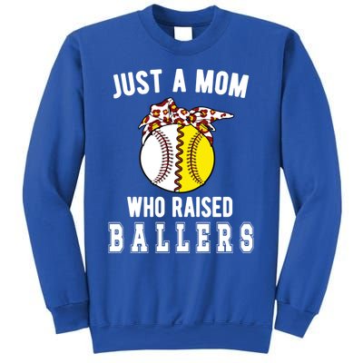 Mom Who Raised Ballers Softball Baseball Player Mama Gift Sweatshirt