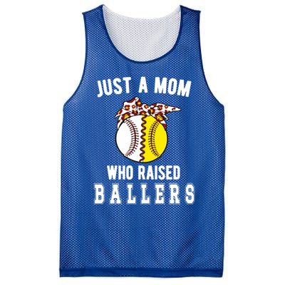 Mom Who Raised Ballers Softball Baseball Player Mama Gift Mesh Reversible Basketball Jersey Tank