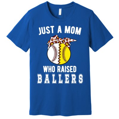 Mom Who Raised Ballers Softball Baseball Player Mama Gift Premium T-Shirt