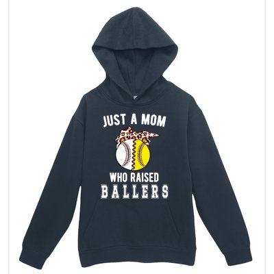 Mom Who Raised Ballers Softball Baseball Player Mama Gift Urban Pullover Hoodie