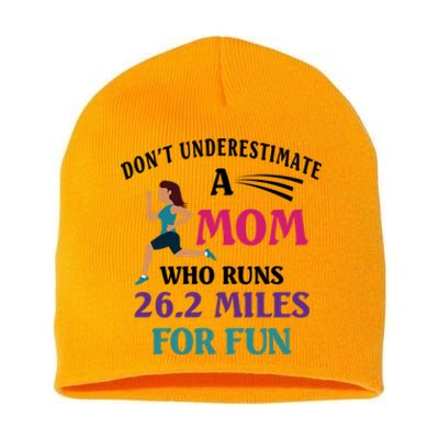 Mom Who Runs 26 2 Miles For Fun Half Marathon Mom Running Gift Short Acrylic Beanie