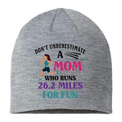 Mom Who Runs 26 2 Miles For Fun Half Marathon Mom Running Gift Sustainable Beanie